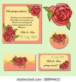 party invitation wedding rose spring template for card, corporate style for shop of flower