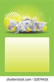 Party Invite Template in Green and Silver