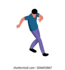 Party isometric icon with dancing man 3d vector illustration