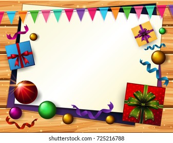 Party items around the border illustration