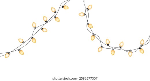 Party lamps isolated on white background. Warm white lights. Decorative light bulbs.