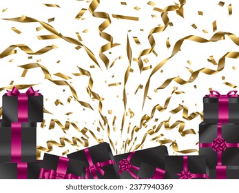 Party landscape illustration with presents