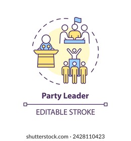 Party leader multi color concept icon. Federal government structure. Government branch. Public sector politics. Round shape line illustration. Abstract idea. Graphic design. Easy to use