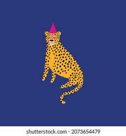 party leopard on dark blue background