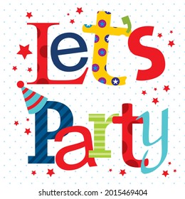 Party lettering for birthday card