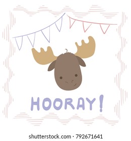 Party lettering inscription with happy moose 