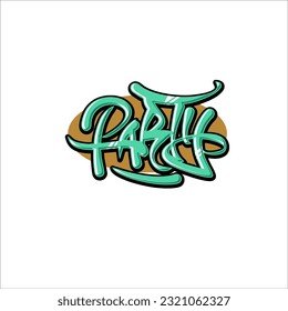 Party Lettering Logo Illustration for tshirt design,Typography,Graffiti, poster, on white background