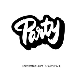 Party lettering sign. Vector vintage illustration. Graphic element for club banner, poster, invitation design.