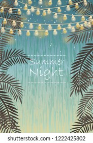 Party light and decoration flag vector background for summer night party.