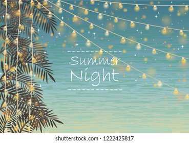 Party light and decoration flag vector background for summer night party.
