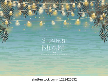 Party light and decoration flag vector background for summer night party.