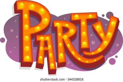 Party light sign cartoon