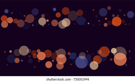 Party Lights Disco Background. Vector Confetti Transparent Bokeh, Falling Snow in Colorful Light. Contrast Festive Orange Purple Confetti, Christmas, New Year, Birthday Celebration, Cool Party Lights.