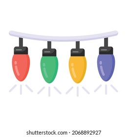 Party lights in flat style icon, editable vector 