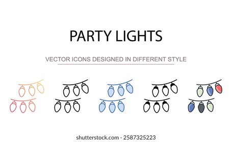 Party Lights icon design with white background stock illustration