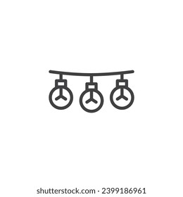Party Lights line icon. linear style sign for mobile concept and web design. Garland lamps outline vector icon. Symbol, logo illustration. Vector graphics