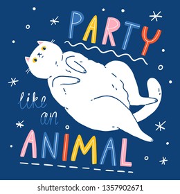 Party like an animal, vector birthday illustration