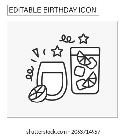 Party line icon. Cocktail party. Refreshing drinks. Celebration.Birthday concept. Isolated vector illustration. Editable stroke