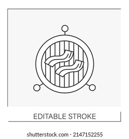  Party line icon. Fry bacon on low fire on a grill oven. Breakfast. Food preparation. BBQ concept. Isolated vector illustration. Editable stroke
