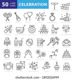 Party Line Icon Set. Included Icons As Celebrate, Celebration, Dancing, Music, Congrats And More.
