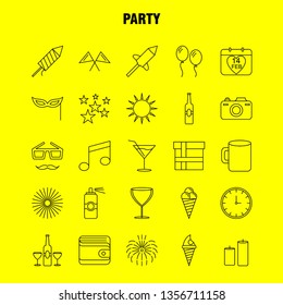 Party Line Icon for Web, Print and Mobile UX/UI Kit. Such as: Calendar, Birthday, Date, Year, Juice, Drink, Glass, Party, Pictogram Pack. - Vector