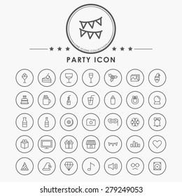 party line icons with circle button