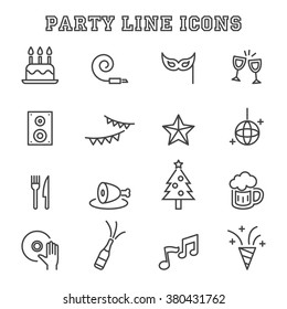 party line icons, mono vector symbols