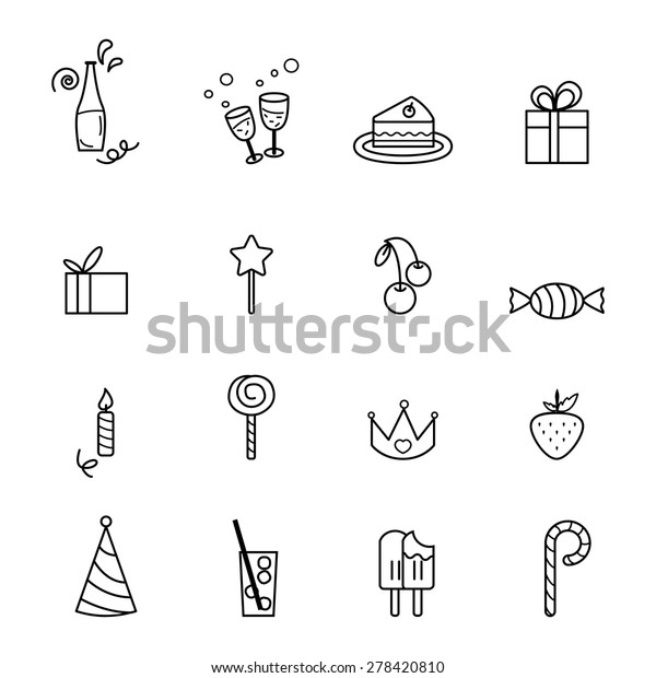 Party Line Icons Set Illustration Design Stock Vector (Royalty Free ...