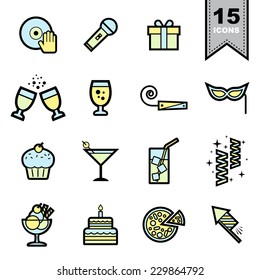 Party line icons set.Illustration eps 10