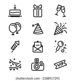 Party line symbol, birthday vector editable stroke icon for user interface.