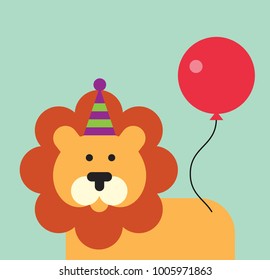 Party Lion on green background