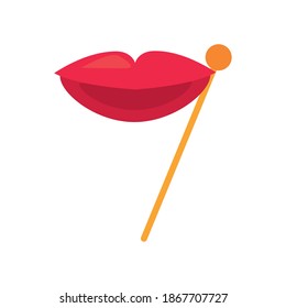 party lips flat style icon vector illustration design