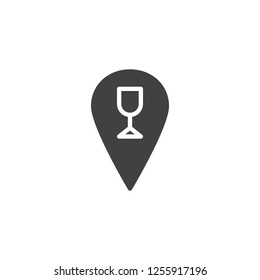 Icono vectorial de la posición de la parte. signo plano relleno para concepto móvil y diseño web. Ubicación del bar con un sencillo icono sólido de cristal. Símbolo, ilustración del logotipo. Gráficos vectoriales perfectos para píxeles