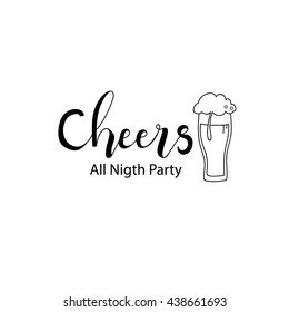 Party logo. Hand drawn calligraphic font. Vector handwritten brush script.