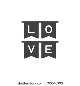 Party love flags icon vector, filled flat sign, solid pictogram isolated on white. Valentines day symbol, logo illustration.