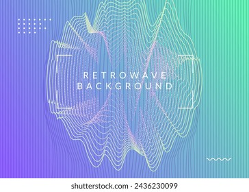 Party Magazine. Blue Sound Event. Dance Trance Template. Psychedelic Audio Illustration. Techno Poster. Electro Cover. Violet Night Club Banner. Green Party Magazine