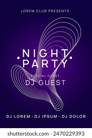 Party Magazine. Blue Techno Banner. Pink Night Club Poster. Electro Vector. Sound Design. Nightclub Audio Illustration. Edm Trance Template. Green Party Magazine