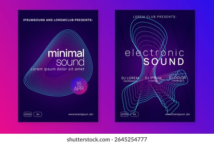 Party Magazine. Music Festival Element. Nightclub Radio Illustration. Violet Discotheque Background. Techno Set. Trance Invite. Pink Dance Design. Blue Party Magazine