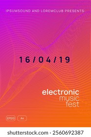 Party Magazine. Music Set. Blue Fest Design. Violet Techno Event. Soundwave Disco Illustration. Electro Invite. Discotheque Trance Template. Green Party Magazine