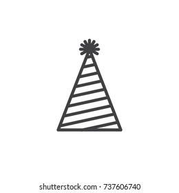 Party, magic hat line icon, outline vector sign, linear style pictogram isolated on white. Symbol, logo illustration. Editable stroke