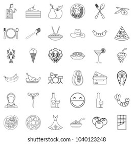 Party maker icons set. Outline set of 36 party maker vector icons for web isolated on white background
