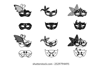 party mask couple set vector illustration isolated on white background.