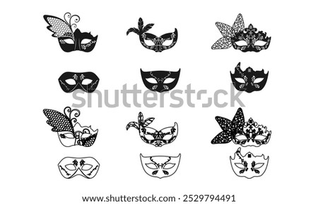 party mask couple set vector illustration isolated on white background.