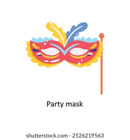 Party mask doodle vector outline Sticker. EPS 10 file