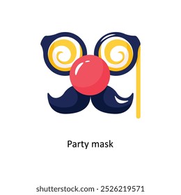 Party mask doodle vector outline Sticker. EPS 10 file