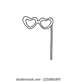 Party mask eyeglasses style doodle illustration in vector. Party mask eyeglasses hand drawn icon. Party eyeglasses doodle icon.