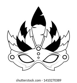 Party mask with feathers cartoons vector illustration graphic design