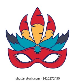 Party mask with feathers cartoons vector illustration graphic design