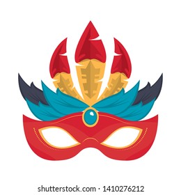 Party mask with feathers cartoons vector illustration graphic design