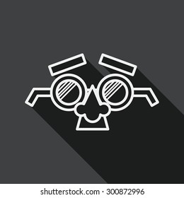 party Mask flat icon with long shadow, line icon